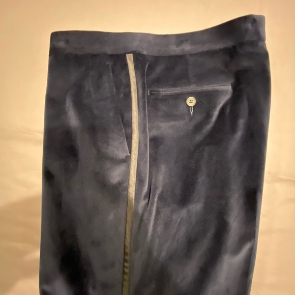 Blue velvet tuxedo pants - Picture 2 of 6